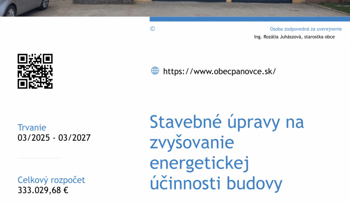 Fotka - Stavebné úpravy na zvyšovanie energetickej účinnosti budovy 