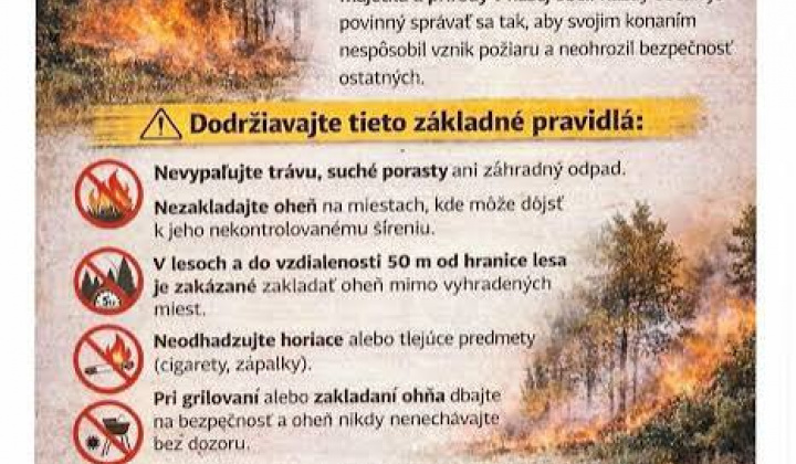 Fotka - Vyhlásenie času zvýšeného nebezpečenstva vzniku požiaru 
