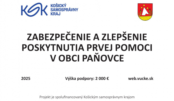 Fotka - ZABEZPEČENIE A ZLEPŠENIE POSKYTNUTIA PRVEJ POMOCI V OBCI PAŇOVCE